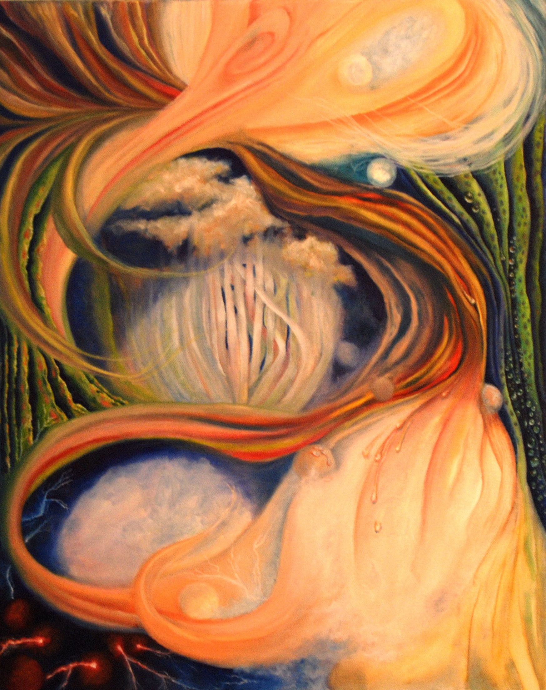 abstract painting with egg-like forms